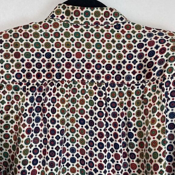 Evan Picone Silk Shirt Women's Sz 14 Multicolor Button-Up Long Sleeve Geometric - Picture 10 of 13